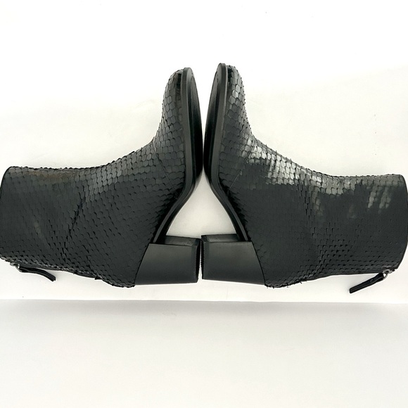 Ecco Snakeskin Embossed Leather Ankle Boot Shoe Block Heel Goth Size EU37 US 6.5 - Picture 8 of 14